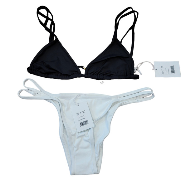Andie Other - NWT Andie Swim 2 piece cannes bikini Swimsuit black white sz Large bottom top
